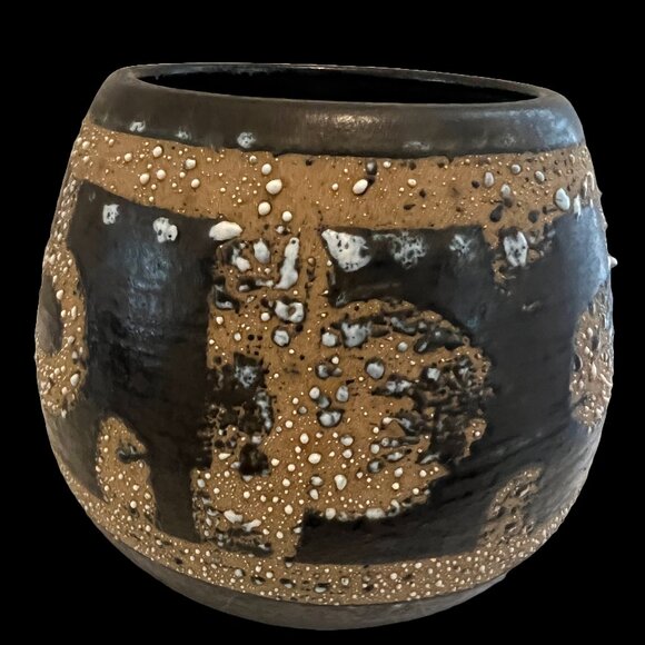 Lapid Israel Ceramic Vase Signed, Short Vase, Mid Century Vase, Israeli Pottery - Picture 4 of 10